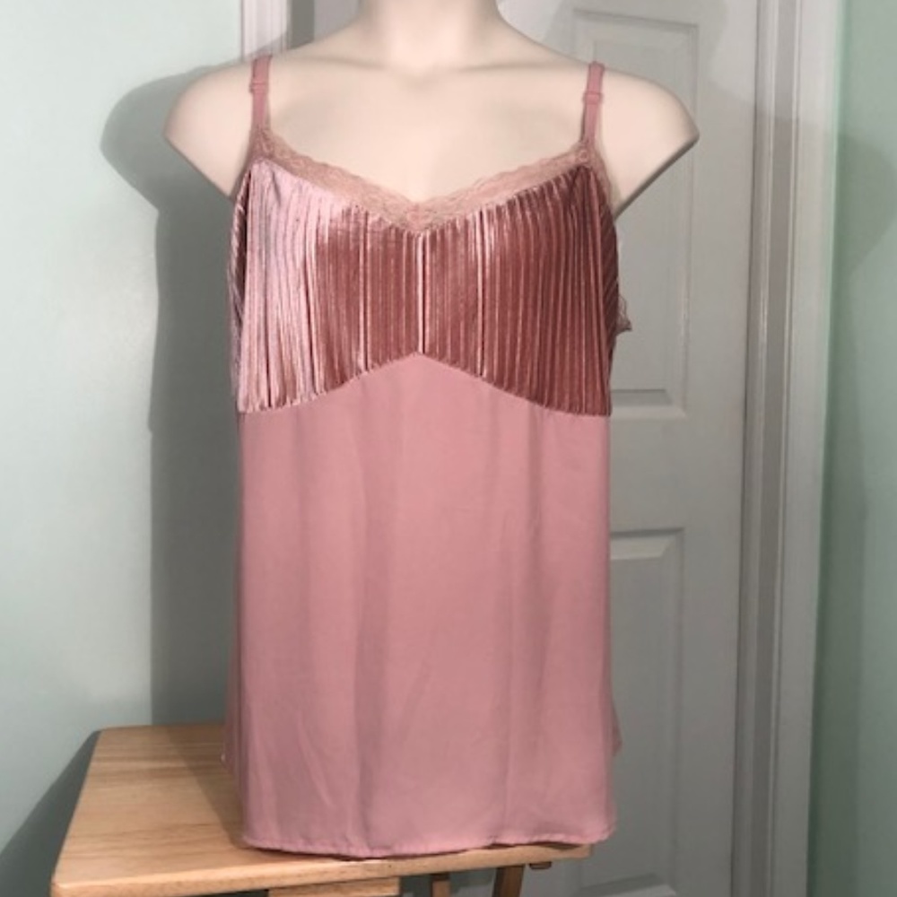 New Torrid Lace Trim Tan Cami with Velvet Top